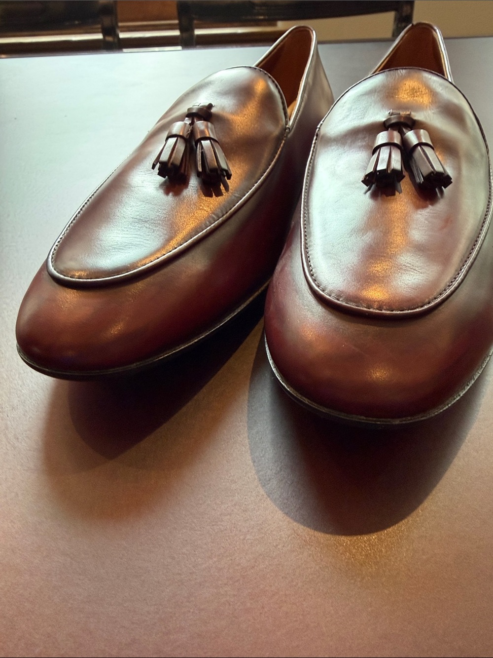 Tod's Burgundy Leather Loafers with Tassels - Picture 16 of 16
